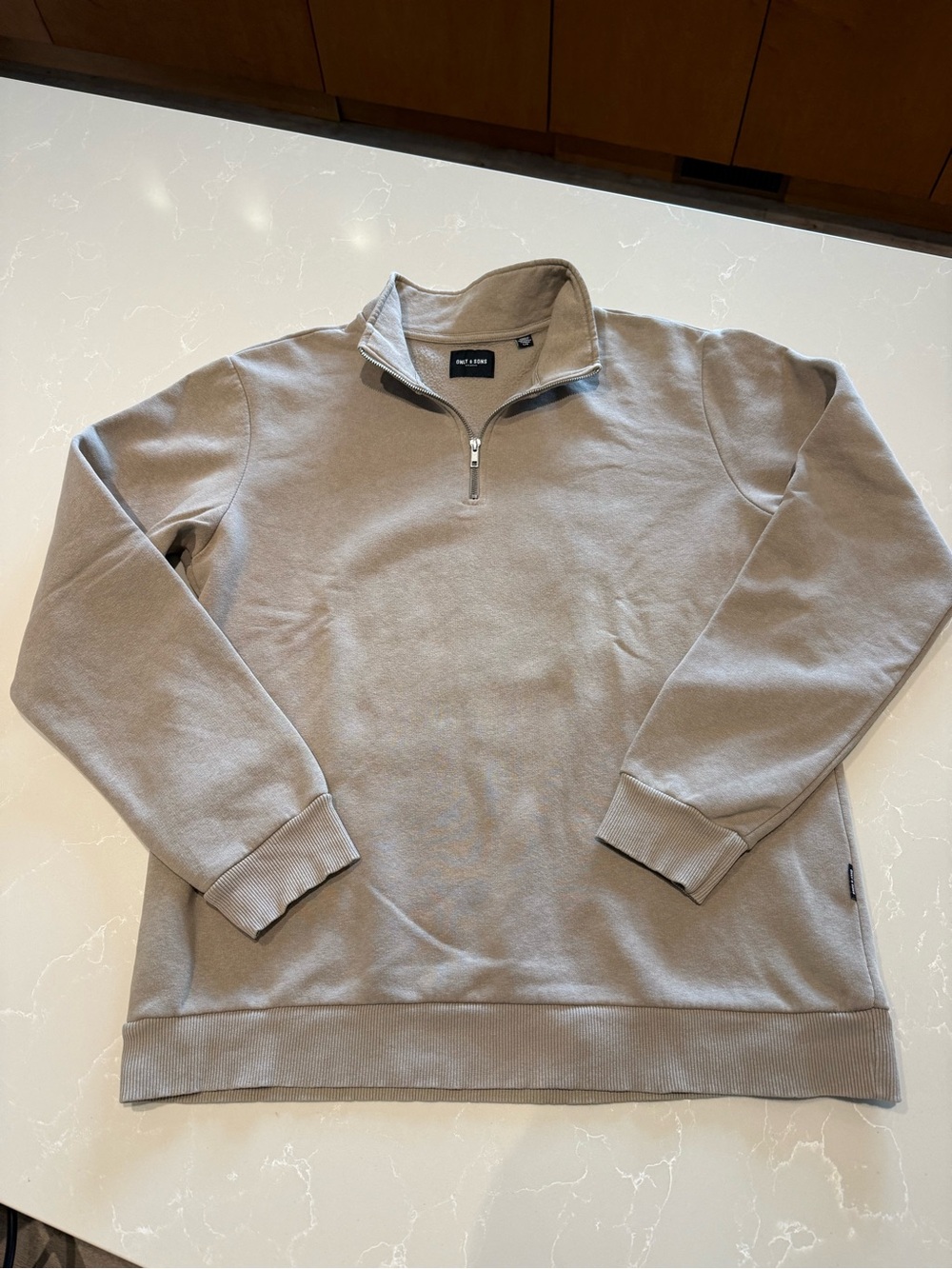 ONLY & SONS Men’s Light Beige Zip Up Sweatshirt